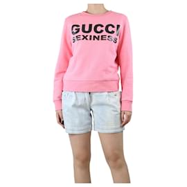Gucci-Pink slogan printed sweatshirt - size S-Pink