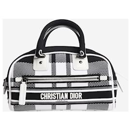 Christian Dior-Sac Bowling à carreaux en toile noir et blanc 2022-Noir