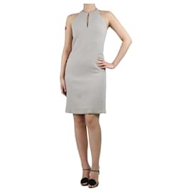 Bottega Veneta-Grey sleeveless keyhole wool midi dress - size UK 8-Grey