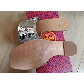 Mules Tory Burch em couro prateado 38 Prata