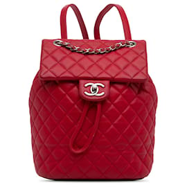 Chanel-Chanel Red Small Lambskin Urban Spirit Backpack-Red