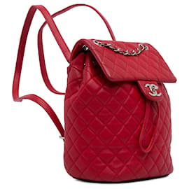 Chanel-Mochila Chanel Urban Spirit pequeña de piel de cordero roja-Roja