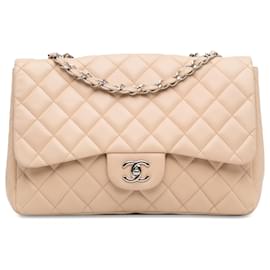 Chanel-Rabat simple en cuir d'agneau classique jumbo marron Chanel-Marron,Autre