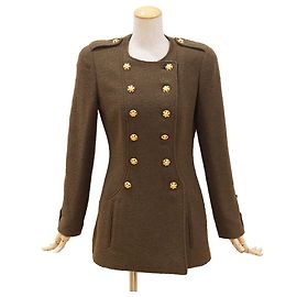Chanel 1996 runway 22 Gripoix button Jacket Khaki