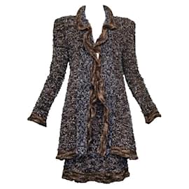 Chanel-Costume en tweed tricoté vintage-Multicolore