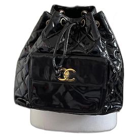 Zaino Chanel in pelle nera lucida Nero