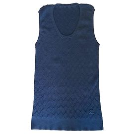 Chanel Top de algodón elástico Negro