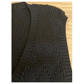Chanel-Top in maglia di cotone elasticizzato-Nero