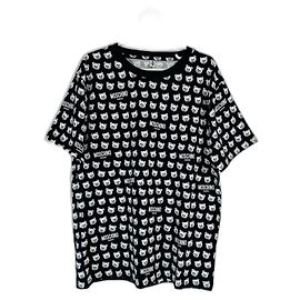 T-shirt nera Moschino da uomo con orso e logo all over Nero Bianco