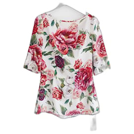 Dolce & Gabbana-Top stampato con rose Dolce & Gabbana-Rosa