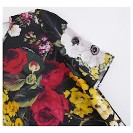 Dolce & Gabbana-Top nero con stampa floreale di Dolce & Gabbana-Nero,Rosso