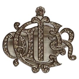 Spilla con monogramma argento di Christian Dior con cristalli Argento