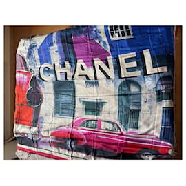 Chanel-Cachecol de seda-Multicor