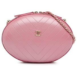 Chanel-Chanel Pink Chevron La Pausa Evening Crossbody Bag-Pink