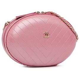 Chanel-Chanel Pink Chevron La Pausa Evening Crossbody Bag-Pink