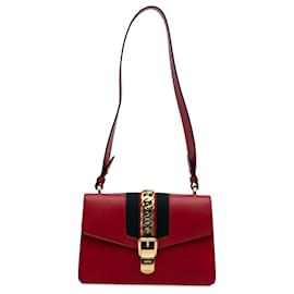 Gucci-Gucci Red Medium Sylvie Satchel-Red