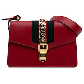 Gucci-Gucci Red Medium Sylvie Satchel-Red