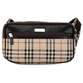 Burberry-Burberry Brown House Check Canvas Belt Bag-Brown,Other,Dark brown