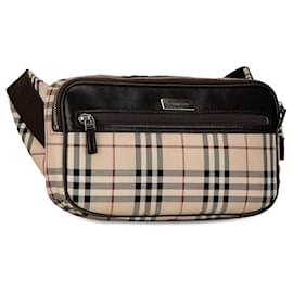 Burberry-Burberry Brown House Check Canvas Belt Bag-Brown,Other,Dark brown