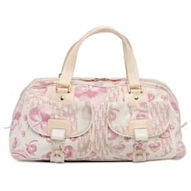 Dior-Dior White Oblique Girly Cherry Blossom Bowler Bag-Pink,White