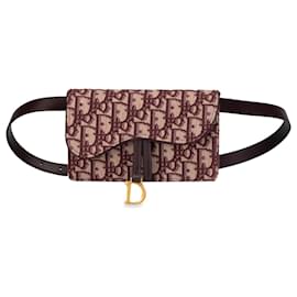 Dior-Dior Red Oblique Canvas Saddle Belt Bag-Red