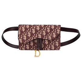 Dior Rote schräge Sattelgürteltasche aus Canvas Rot