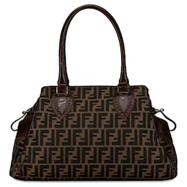 Fendi-Fendi Brown Zucca Etniko Canvas Handbag-Brown