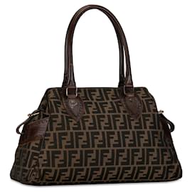 Fendi-Fendi Brown Zucca Etniko Canvas Handbag-Brown