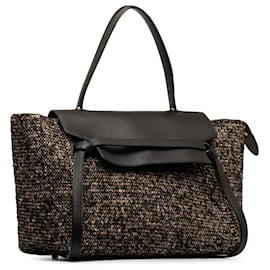 Céline-Celine Black Mini Tweed Belt Satchel-Other