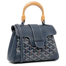 Goyard-Goyard Blue Mini Goyardine Saigon Souple-Blue,Dark blue