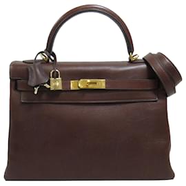 Hermès-Hermès Brown Gulliver Kelly Retourne 32-Brown,Dark brown