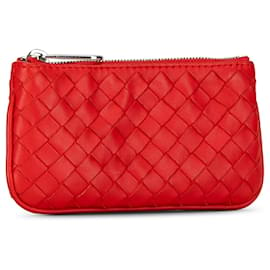 Bottega Veneta-Pochette à monnaie Bottega Veneta rouge intrecciato-Rouge