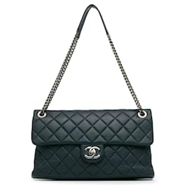 Chanel-Chanel Blue Lambskin Burgundy Rocks Flap-Blue,Navy blue