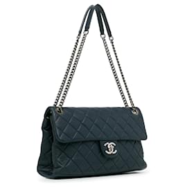 Chanel-Chanel Blue Lambskin Burgundy Rocks Flap-Blue,Navy blue