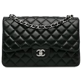 Chanel-Chanel Black Jumbo Classic Lambskin Double Flap-Black