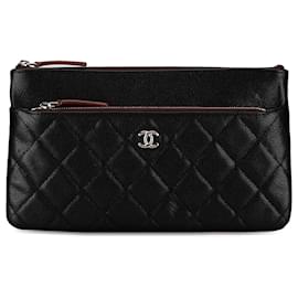 Chanel-Trousse à cosmétiques zippée doublée Black Caviar Chanel-Noir