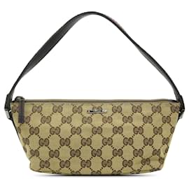 Gucci-Gucci Brown GG Canvas Web Boat-Brown,Other,Dark brown