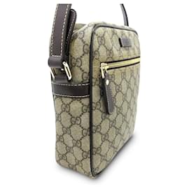 Gucci-Gucci Brown GG Supreme Crossbody-Brown,Other,Dark brown