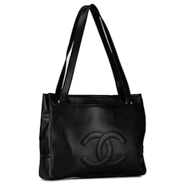 Chanel-Chanel Black CC Caviar Tote-Black