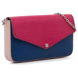Louis Vuitton-Louis Vuitton Pink Epi Tricolor Pochette Felicie-Pink,Blue
