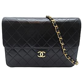 Chanel-Chanel Black CC Quilted Lambskin Single Flap-Black