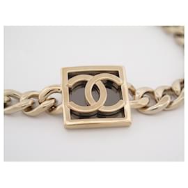 Chanel-NEW CHANEL NECKLACE 2023 SUIT CC LOGO PLATE GOLDEN CURB CHAIN NECKLACE-Golden