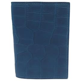 Hermès-NUEVA FUNDA PORTA AGENDA HERMES PETIT H EN PIEL DE COCODRILO AZUL-Azul