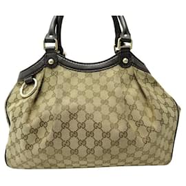 Gucci-BOLSA VINTAGE GUCCI SUKEY MM 211944 EM BOLSA DE LONA MONOGRAMA GG-Bege