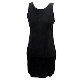 Hermès-HERMES SLEEVELESS SUEDE DRESS 38 M IN SLEEVELESS SUEDE BLACK BLACK SUEDE DRESS-Black