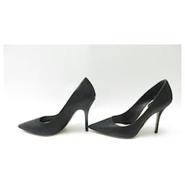 Christian Dior-CHRISTIAN DIOR SHOES BLACK IRIDESCENT LEATHER PUMPS 35.5 LEATHER SHOES-Black
