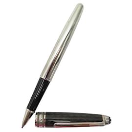 Montblanc-MONTBLANC MEISTERSTUCK SOLITAIRE PEN 05833 ROLLERBALL DE CARBONO Y ACERO-Plata