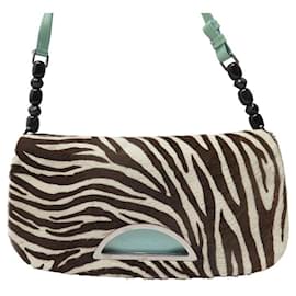 Christian Dior-CHRISTIAN DIOR MALICE HANDBAG ZEBRA PRINT POWL LEATHER HAND BAG-Other