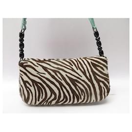 Christian Dior-CHRISTIAN DIOR MALICE HANDBAG ZEBRA PRINT POWL LEATHER HAND BAG-Other