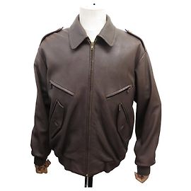 Hermès HERMES BOMBER JACKET BROWN DEER LEATHER SIZE 54 L LEATHER COAT JACKET Brown